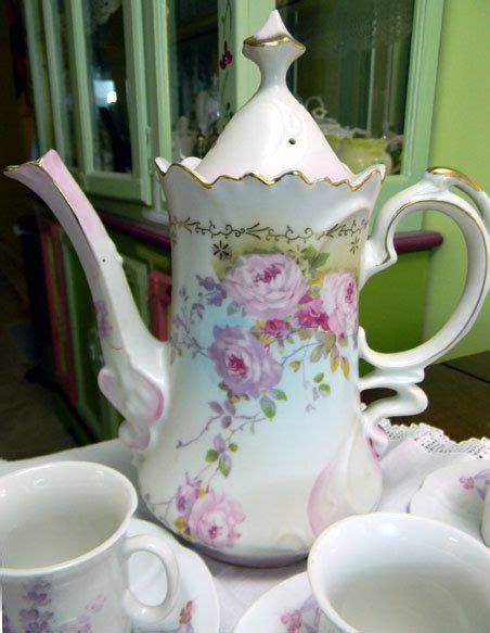 Antique KPM Chocolate Pot Or Shabby Teapot Plus 6 Demi Etsy Australia