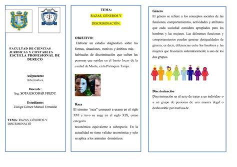 Triptico Raza Genero Y Discriminacion Pptx