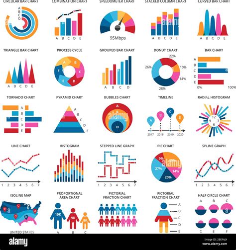 Color Finance Data Chart Vector Icons Statistics Colorful Presentation