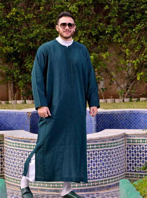 Caftan Pour Hommes En Mlifa De Soie Vert P Trole Univers Tradition