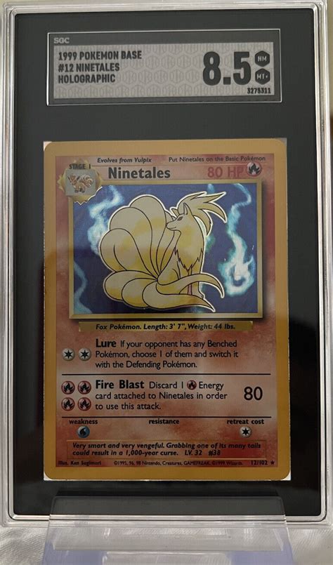 1999 Pokemon Base Set Ninetails Holo 12 Sgc Graded 85 Nmmt Ebay