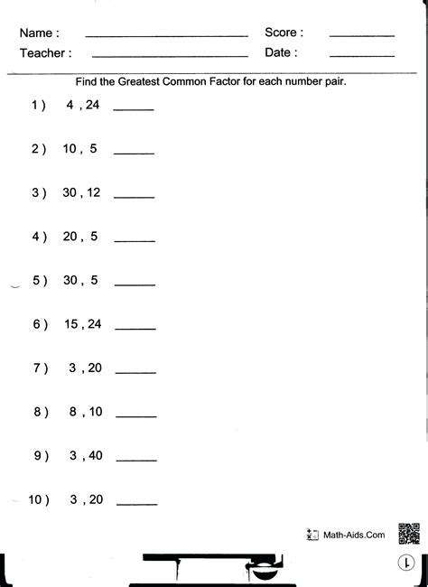 Worksheets For Lcm