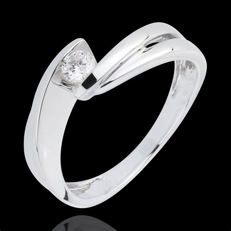 Bague Solitaire Nid Pr Cieux Mont Diamant Or Blanc Carats