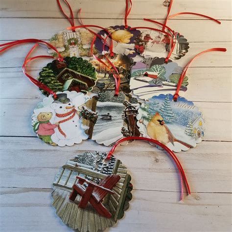 Christmas Gift Tag Ornament Upcycled Christmas Cards Etsy