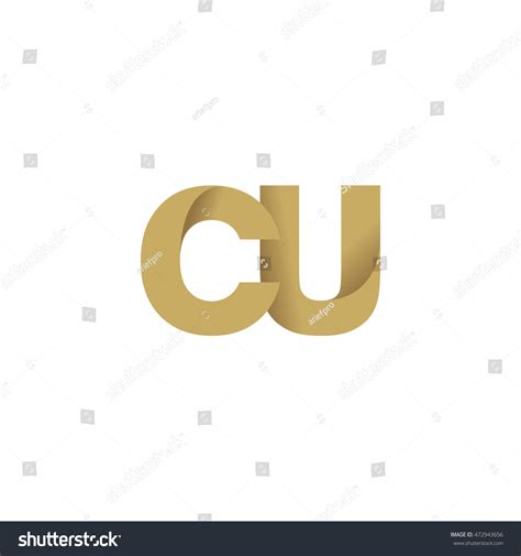 Initial Letters Cu Overlapping Fold Logo Brown Royalty Free Stock