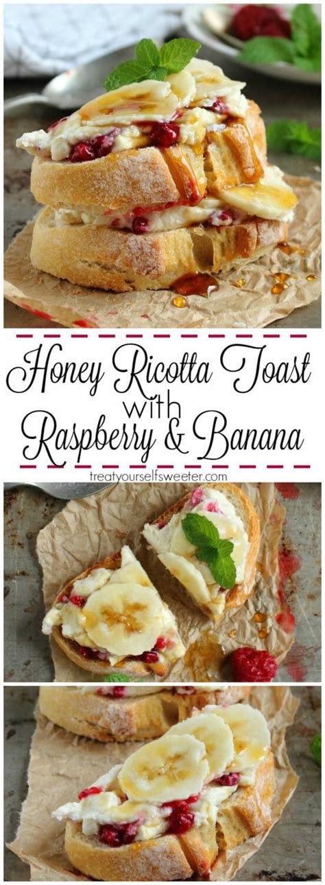 Honeyed Raspberry And Banana Ricotta Toast