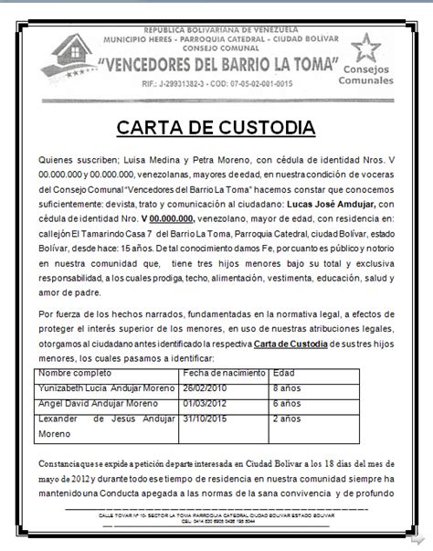 Result Images Of Ejemplo De Carta De Custodia Permanente Png Image