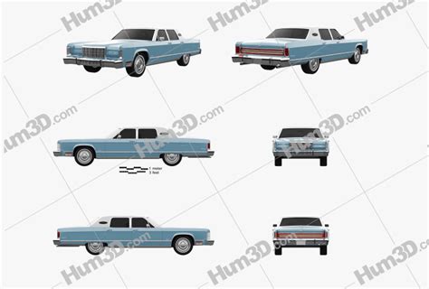 Lincoln Continental Sedan 1975 Blueprint Template 3DModels Org