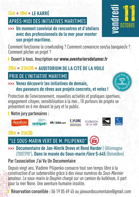 Le Programme Jour Par Jour Festival Les Aventuriers De La Merfestival