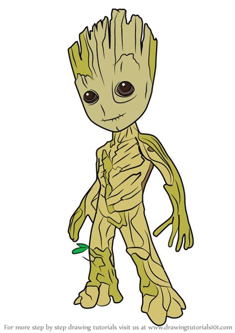 Step By Step How To Draw Groot From Guardians Of The Galaxy