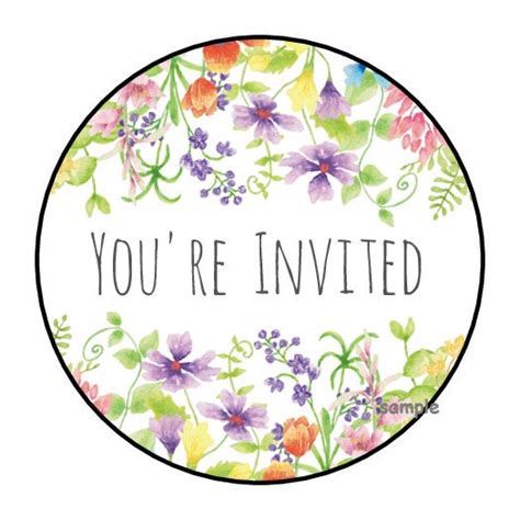 30 Floral You're Invited Stickers, Labels, Tags, Envelope Seals, Stamps ...