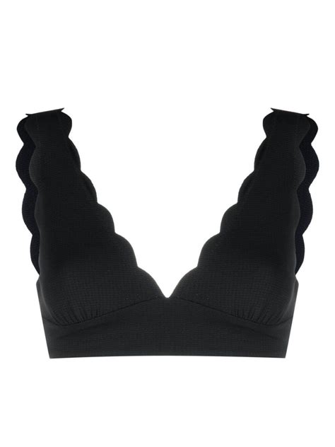 Marysia Santa Clara Scallop Hem Bikini Top Black Editorialist