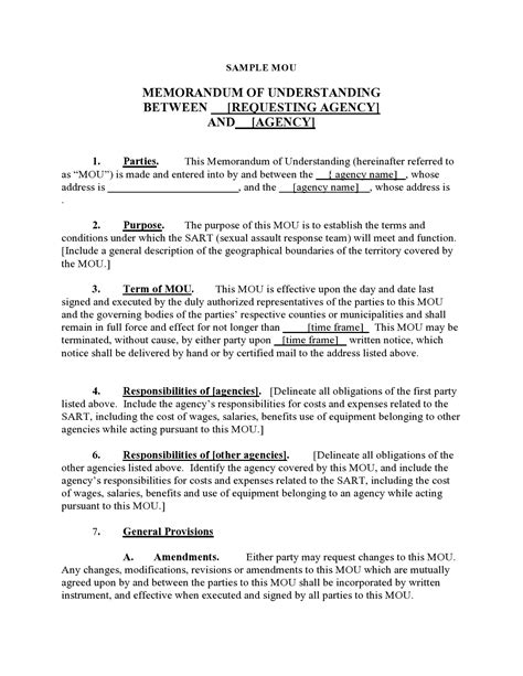 30 Free Memorandum Of Understanding Templates Word