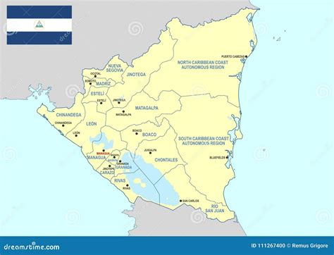 Nicaragua map - cdr format stock vector. Illustration of bluefields ...