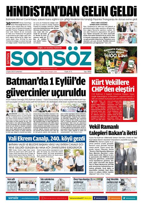 Haziran E Gazete Batman Haberleri Batman Gazeteleri Batman