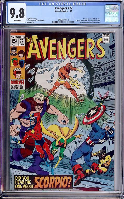 Avengers 72 Cgc 98 W Auction Pedigree Comics