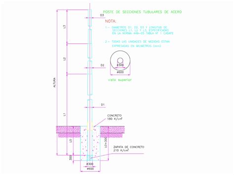 Poste En Autocad Descargar Cad Mb Bibliocad