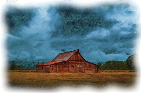 Old Log Barn A Colored Pencil Sketch Photograph By Robert Kinser