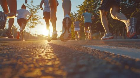 Premium Photo A Group Of People Running Down A Street Suitable For