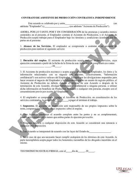 San Jose California Contrato De Asistente De Producción Contratista Independiente Autónomo