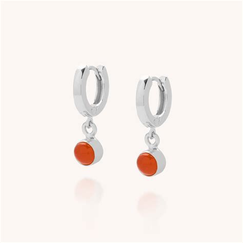 Carnelian Gem Hoop Earring July Birthstone By Nellou Jewellery