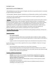 Ob Chapter 4 Notes Docx Ob Chapter 4 Notes EMOTIONS IN THE WORKPLACE