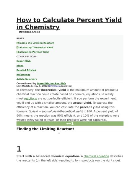 How To Calculate Percent Yield In Chemistry How To Calculate Percent Yield In Chemistry