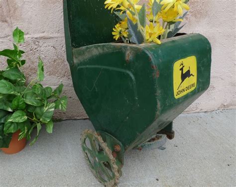 Vintage John Deere Planter Bucket Seed Spreader Rustic Farmhouse Primitive Barn Salvage Sprocket