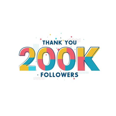 Thank You 200k Followers Celebration Greeting Card For 200000 Social Followers 2367523 Vector