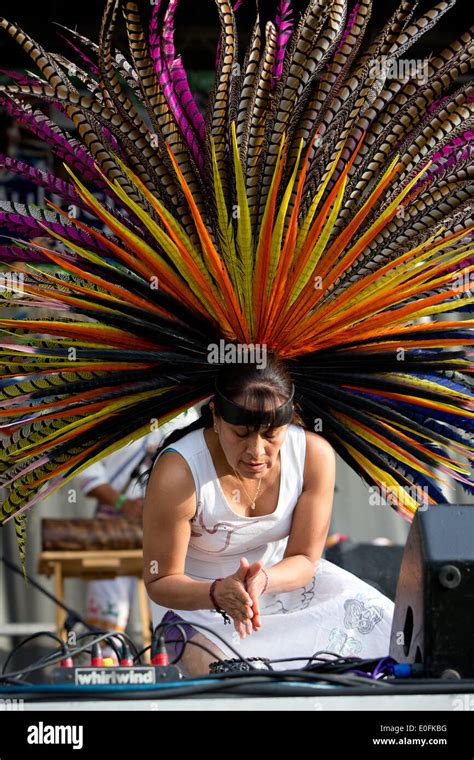 Native Americans Performing Danza Azteca With Drums At The Sheila R