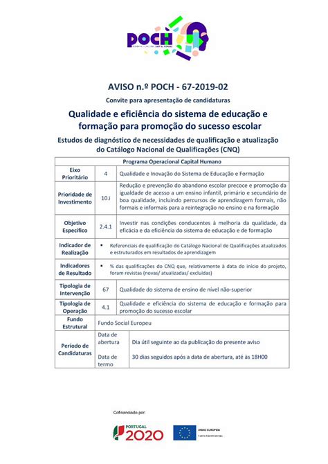 PDF Convite para apresentação de candidaturas Qualidade e 2019 03