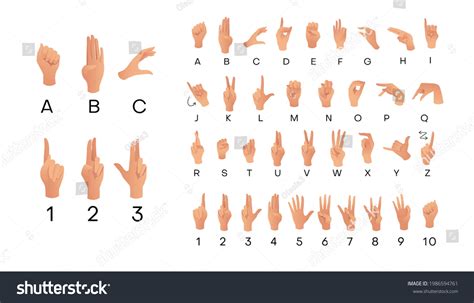 American Sign Language Asl Alphabet Numbers Stock Vector (Royalty Free ...