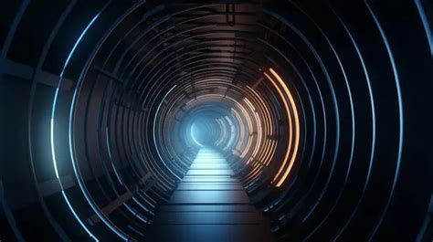 Fundo Um Túnel Futurista De Dentro Fundo Ilustração 3d Do Túnel Futurista Com Linhas No Túnel