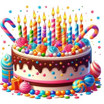 Colorful Birthday Cake With Candles Birthday Cake Colourful PNG