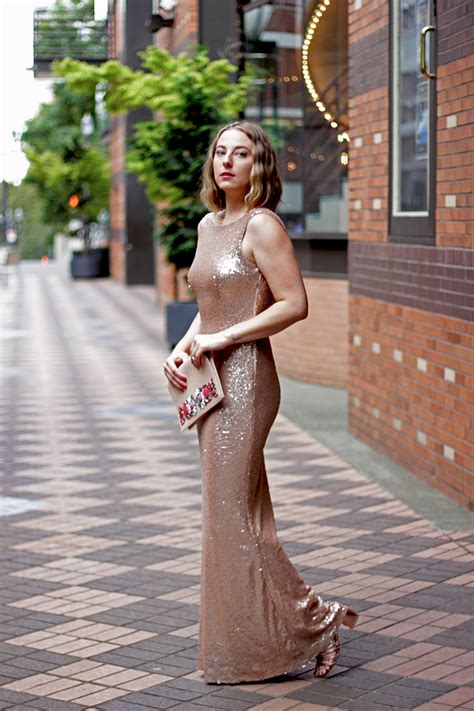 Rose Gold Sequin Dress Outfit