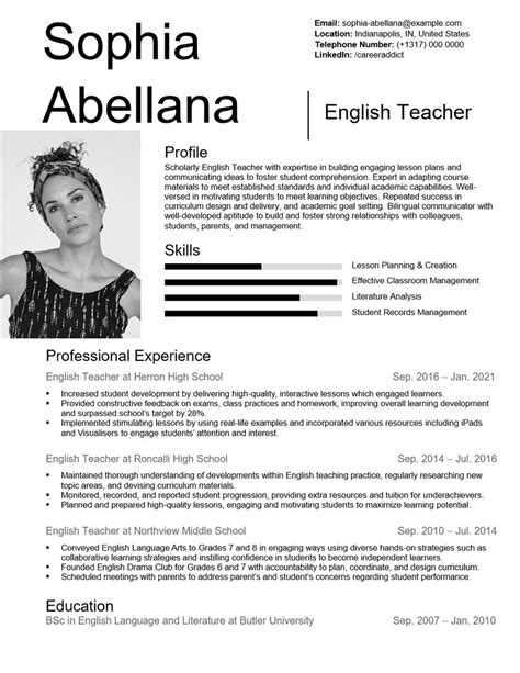 The Best Teaching Cvrésumé Examples And Templates