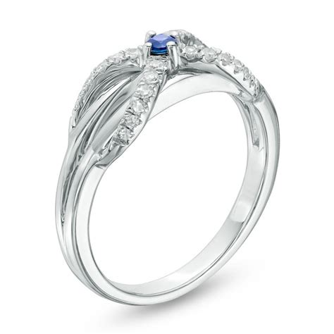 Vera Wang Love Collection 1/6 CT. T.W. Diamond and Blue Sapphire Infinity Ring in Sterling ...