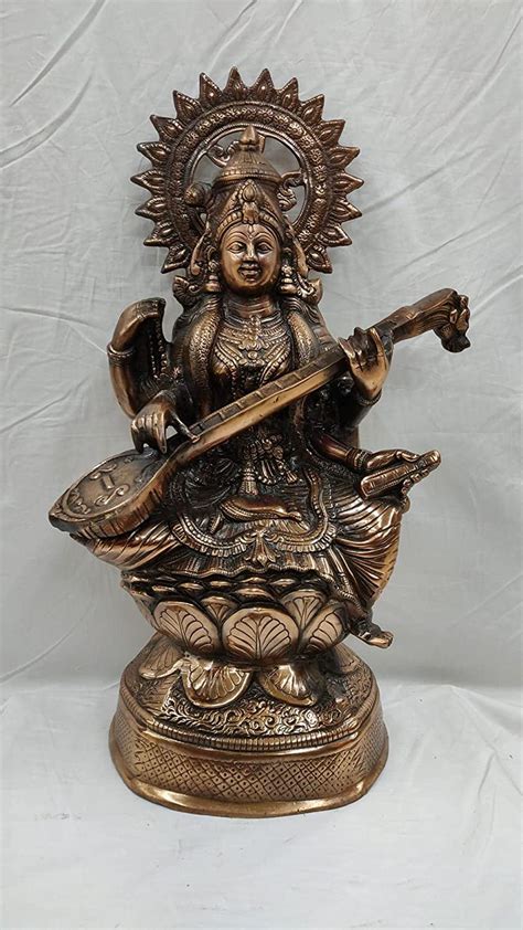 Saraswati Statue Goddess Sarasvati Figurine Hindu Goddess Of Music