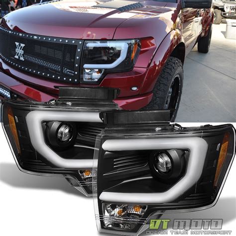 Black 2009 2014 Ford F150 Raptor Svt Frost Led Tube Drl Projector