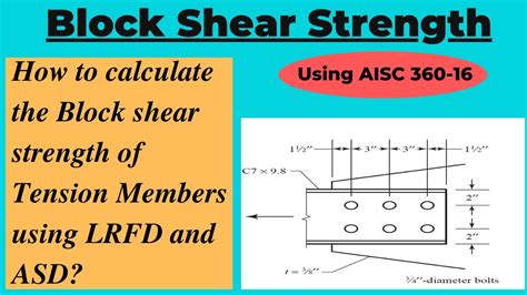 Block Shear Strength Of Tension Member Using Lrfd And Asd Block Shear Failure Numerical Youtube