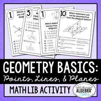 Points Lines And Planes Geometry Basics Math Lib Activity TPT