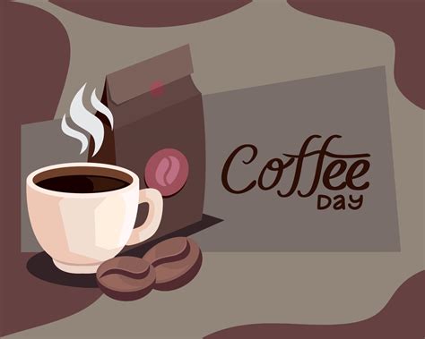 coffee day lettering with cup 11379458 Vector Art at Vecteezy