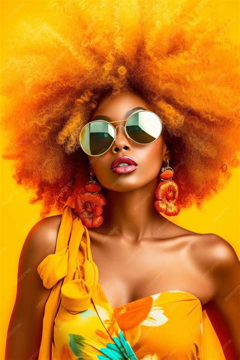 Premium Photo Woman With Bright Orange Hair Wearing Sunglasses And