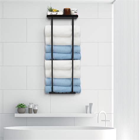 Hequsigns Wall Towel Rack For Rolled Towels Bathroom Bar Towel Storage