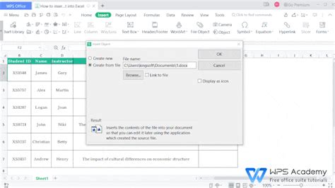 How To Insert A Word Document Into Excel Wps Office Academy Worksheets Library