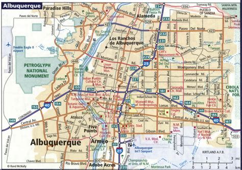 Detailed maps NM cities of Albuquerque, Las Cruces, Roswell, Santa Fe