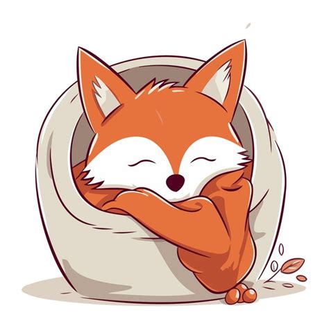 Un Mignon Renard De Dessin Anim Qui Dort Dans Un Sac Illustration