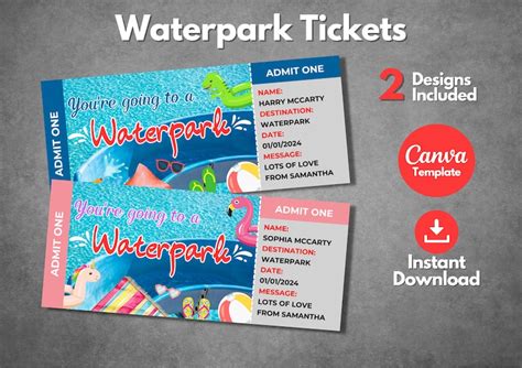 Editable Waterpark Ticket Template, Printable Waterpark Ticket for Boy ...