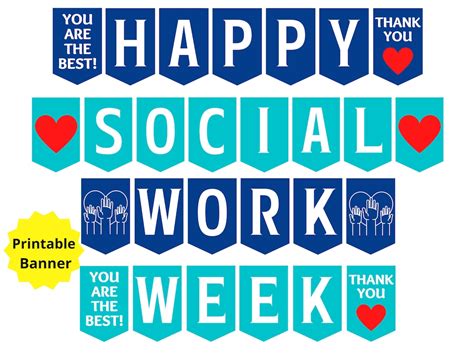 Social Work Week Printable Banner, Happy Social Work Week Sign, Social ...