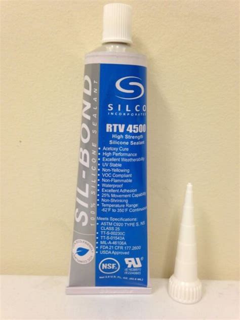 Silicone Silco RTV 4500 High Strength Sealant Clear 2 8 Oz For Sale